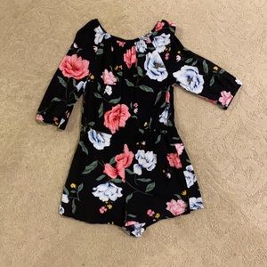 KIDS BLACK FLORAL ROMPER
